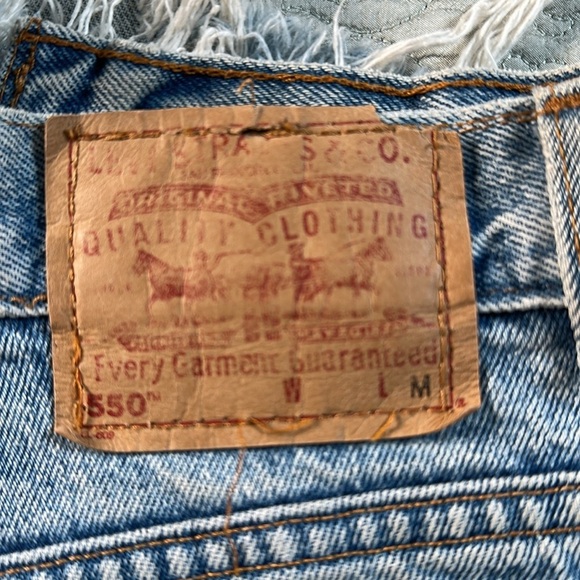 Levi's Blue Distressed Jean Shorts Vintage Style - Picture 3 of 6